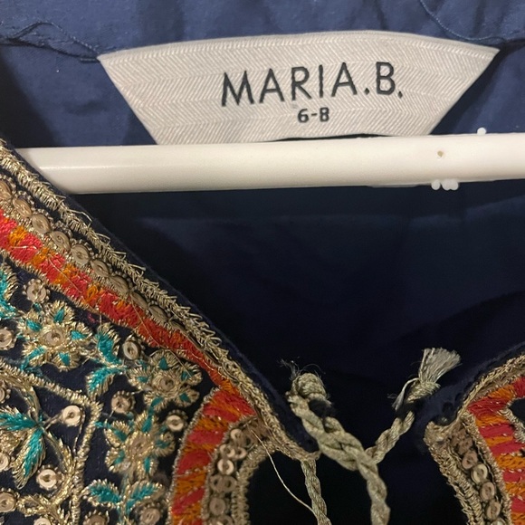 Maria B Girls Formal Dress NWOT Sz 6–8 Navy Blue Embroidered Eid/Wedding Outfit - Picture 2 of 11